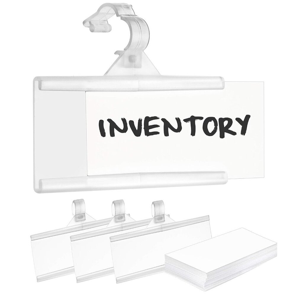 Pack of 100 - Plastic Wire Shelf Label Holder, Sign and Ticket Holder, Easy Clip
